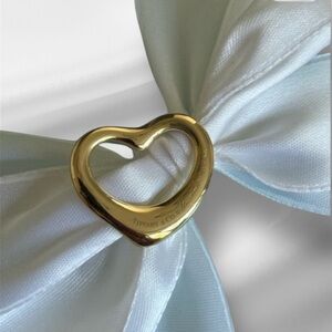 💯 Authentic Tiffany & Co. Elsa Peretti 18k Gold 22mm Open Heart  Pendant